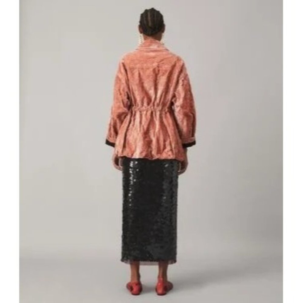 Tory Burch Textured Pink Jacket with Black Belt - Picture 2 of 6